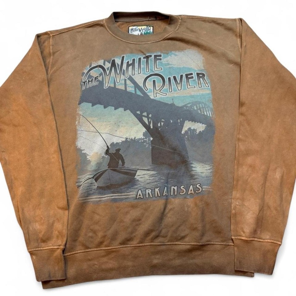 Big Vista Arkansas white river fishing vintage style crewneck sweatshirt XXL